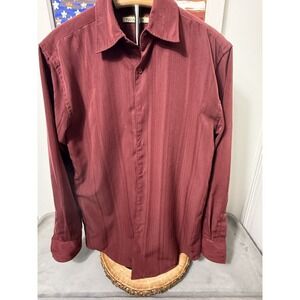 HAVANERACO Red Wide Stripe Long Sleeves Button Up Size Small Cuban
